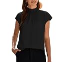 Funlingo Womens Summer Tops Mock Neck Short