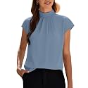 Funlingo Womens Summer Tops Mock Neck Short