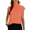 Funlingo Womens Summer Tops Mock Neck Short