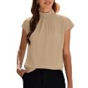Funlingo Womens Summer Tops Mock Neck Short