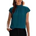 Funlingo Womens Summer Tops Mock Neck Short