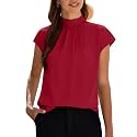 Funlingo Womens Summer Tops Mock Neck Short