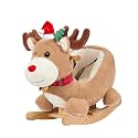FUNLIO Christmas Reindeer Baby Rocking Horse, Festive Holiday Reindeer Rocking Horse for Toddlers 6 Months to 3 Years, Stuffed Ride-on Animal Rocker, Easy to Assemble, CPC & CE Certified