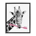 Funny Animal Bathroom Toothbrush, 17 x 21 Inch Canvas in Floater Frame