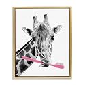 Funny Animal Bathroom Toothbrush, 17 x 21 Inch Canvas in Floater Frame