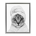 Funny Cat Bathrobe Portrait, 17 x 21 Inch Canvas in Floater Frame