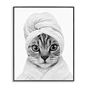 Funny Cat Bathrobe Portrait, 24 x 30 Inch Framed Giclée Print