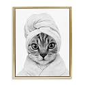 Funny Cat Bathrobe Portrait, 25 x 31 Inch Canvas in Floater Frame