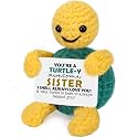 Funny Christmas Turtle Sister Birthday Gifts, Sisters Gifts from Sisters Brother, Long Distance Friendship Bestie Gift for Big Little Soul Sister in Law Women Present, Handmade Crochet Desk Decor