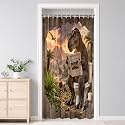 Funny Dinosaur Shower Curtain with Hook, Rustic Novelty Animal Bath Curtain