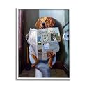 Funny Dog Bathroom Comic, 11 x 14 Inch Framed Giclée Print