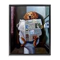 Funny Dog Bathroom Comic, 17 x 21 Inch Canvas in Floater Frame