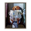 Funny Dog Bathroom Comic, 25 x 31 Inch Canvas in Floater Frame