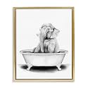 Funny Elephant Bath Time Nursery, 17 x 21 Inch Canvas in Floater Frame