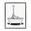Funny Giraffe Tub Bathroom, 25 x 31 Inch Canvas in Floater Frame