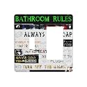 Funny Home Bathroom Toilet Rule 2 Gang Single Toggle/Rocker Combination Light Switch Cover Decorative Combo Switch Wall Plate Cover Electrical Faceplate Room Decor