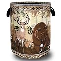 Forest Bear Deer Laundry Basket Oxford Cloth Foldable Hamper 18.9x16.5 Inch