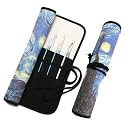 Funny live Paint Brush Holder Art Supplies, Artist Brush Holder &amp; Storage Organizer Roll-Up Case Bag, Protect Acrylic Oil Watercolor Paintbrushes (Starry Night 20 Slot Pockets)