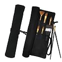 Funny live Paint Brush Holder Art Supplies, Artist Brush Holder &amp; Art Supply Storage Organizer Roll-Up Case Bag, Protect Acrylic Oil Watercolor Paintbrushes (Black-20 Slot Pockets)