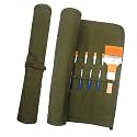 Funny live Paint Brush Holder Art Supplies, Artist Brush Holder &amp; Storage Organizer Roll-Up Case Bag, Protect Acrylic Oil Watercolor Paintbrushes (Green 22 Slot Pockets)