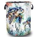 Ocean Sea Turtle Laundry Basket Oxford Cloth Foldable Hamper 18.9x16.5 Inch
