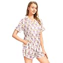 Funny Pajamas for Women Set Print Satin Loungewear Pjs Short Sleeve Button Down Top and Shorts Sets Sleepwear XS-3XL