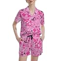 Funny Pajamas for Women Set Print Satin Loungewear Pjs Short Sleeve Button Down Top and Shorts Sets Sleepwear XS-3XL
