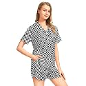 Funny Pajamas for Women Set Print Satin Loungewear Pjs Short Sleeve Button Down Top and Shorts Sets Sleepwear XS-3XL