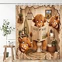 Funny Shower Curtain Highland Cow Shower Curtain with 12Hooks, 72 x 72 Inch