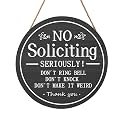 Funny No Soliciting Sign for House 12"x12" Do not Knock or Ring Doorbell Wooden Signs for Front Door Rustic No Soliciting Welcome Sign Hanging Decorations for Home Yard Garden Farmhouse Porch