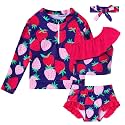 Funnycokid Baby Toddler Girls Swimsuit 4 Piece Bathing Suit Long Sleeve Rash Guard Sets 12 Months-7 Years