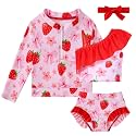 Funnycokid Baby Toddler Girls Swimsuit 4 Piece Bathing Suit Long Sleeve Rash Guard Sets 12 Months-7 Years