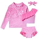 Funnycokid Baby Toddler Girls Swimsuit 4 Piece Bathing Suit Long Sleeve Rash Guard Sets 12 Months-7 Years