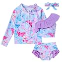 Funnycokid Baby Toddler Girls Swimsuit 4 Piece Bathing Suit Long Sleeve Rash Guard Sets 12 Months-7 Years
