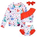 Funnycokid Baby Toddler Girls Swimsuit 4 Piece Bathing Suit Long Sleeve Rash Guard Sets 12 Months-7 Years