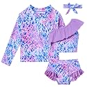 Funnycokid Baby Toddler Girls Swimsuit 4 Piece Bathing Suit Long Sleeve Rash Guard Sets 12 Months-7 Years