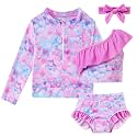 Funnycokid Baby Toddler Girls Swimsuit 4 Piece Bathing Suit Long Sleeve Rash Guard Sets 12 Months-7 Years