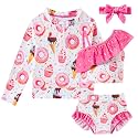 Funnycokid Baby Toddler Girls Swimsuit 4 Piece Bathing Suit Long Sleeve Rash Guard Sets 12 Months-7 Years