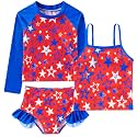 Funnycokid Girls Swimsuit Tankini Rash Guard Set Bathing Suits 3-10 Years
