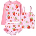 Funnycokid Girls Swimsuit Tankini Rash Guard Set Bathing Suits 3-10 Years