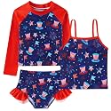 Funnycokid Girls Swimsuit Tankini Rash Guard Set Bathing Suits 3-10 Years