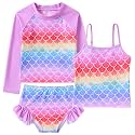 Funnycokid Girls Swimsuit Tankini Rash Guard Set Bathing Suits 3-10 Years