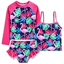 Funnycokid Girls Swimsuit Tankini Rash Guard Set Bathing Suits 3-10 Years