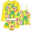 Funnycokid Girls Swimsuit Tankini Rash Guard Set Bathing Suits 3-10 Years