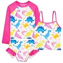 Funnycokid Girls Swimsuit Tankini Rash Guard Set Bathing Suits 3-10 Years