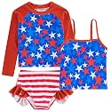 Funnycokid Girls Swimsuit Tankini Rash Guard Set Bathing Suits 3-10 Years