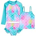 Funnycokid Girls Swimsuit Tankini Rash Guard Set Bathing Suits 3-10 Years