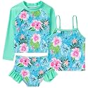 Funnycokid Girls Swimsuit Tankini Rash Guard Set Bathing Suits 3-10 Years