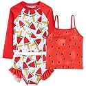 Funnycokid Girls Swimsuit Tankini Rash Guard Set Bathing Suits 3-10 Years