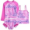 Funnycokid Girls Swimsuit Tankini Rash Guard Set Bathing Suits 3-10 Years